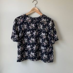 Club Monaco black/pink/white/green floral blouse (size S)